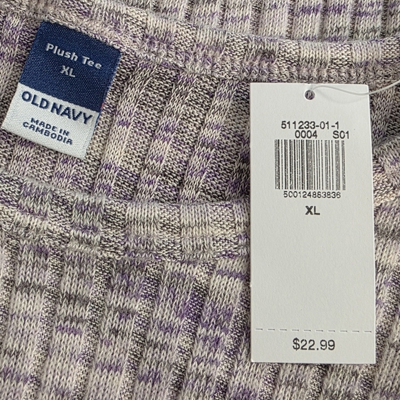 NWT Old Navy XL Plush Crew Neck Tee Longsleeve Lilac Marled AS-2393 - Picture 6 of 8